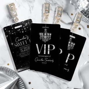 Altes Hollywood B & W Kronleuchter Sweet 16 ID1108 Ausweis