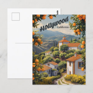 Altes Hollywood Kalifornien: Orangenhaine warten Postkarte
