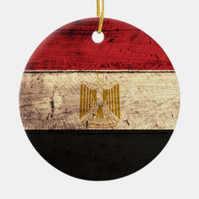 Altes Holz - Ägyptische Fahne Keramik Ornament (Vorne)