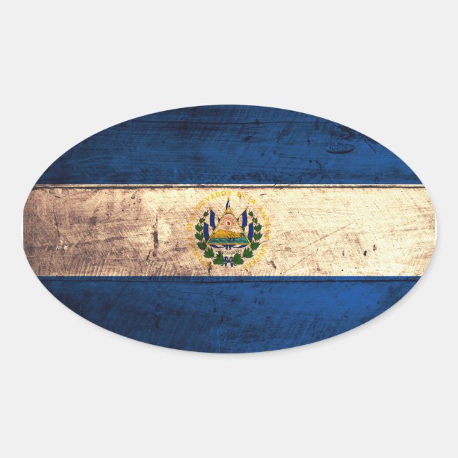 Altes Holz - El Salvador-Fahne Ovaler Aufkleber (Vorderseite)