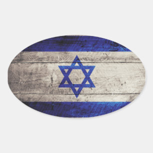 Altes Holz - Israel-Fahne Ovaler Aufkleber