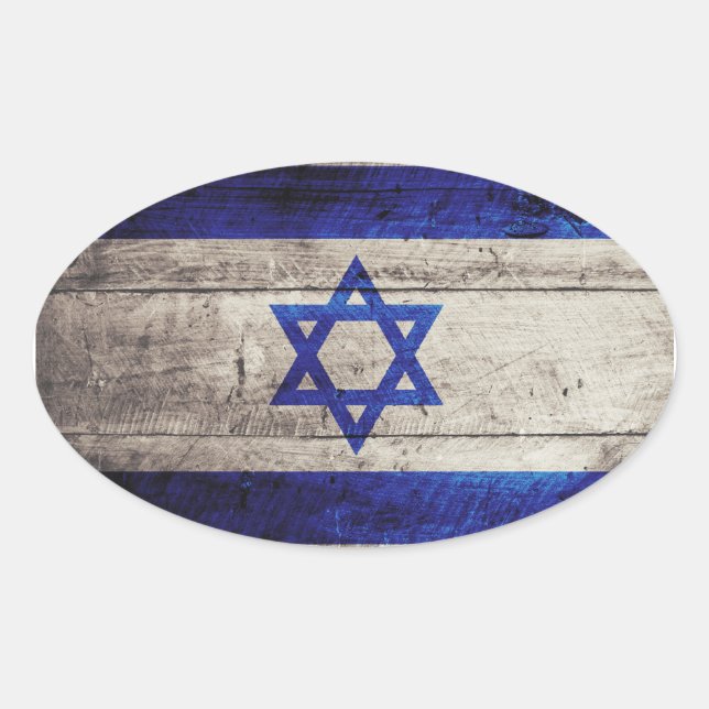 Altes Holz - Israel-Fahne Ovaler Aufkleber (Vorderseite)