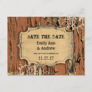 Altes Holz Land Chic Goldweine Save the Date Ankündigungspostkarte