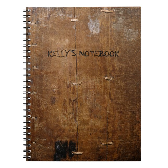 Altes "Holz"-Notebook mit (oder ohne Ihren Namen) Notizblock (Vorderseite)