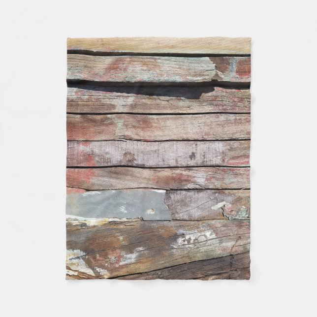 Altes Holz rustikale Bootsplatte aus Holz Fleecedecke (Vorderseite)