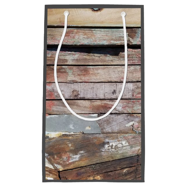 Altes Holz rustikale Bootsplatte aus Holz Kleine Geschenktüte (Vorderseite)