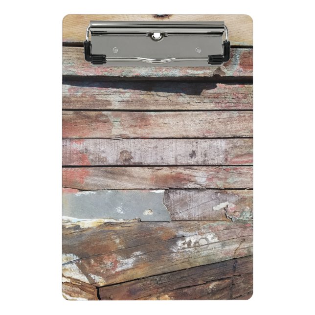 Altes Holz rustikale Bootsplatte aus Holz Mini Klemmbrett (Vorderseite)