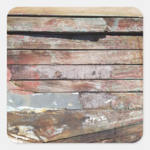 Altes Holz rustikale Bootsplatte aus Holz Quadratischer Aufkleber