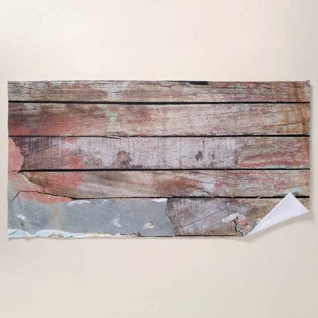 Altes Holz rustikale Bootsplatte aus Holz Strandtuch (Vorderseite)