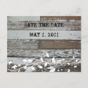 Altes Holz Save the Date aussehen Ankündigungspostkarte