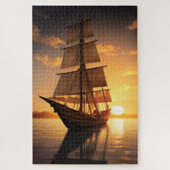 Altes Holzboot Puzzle (Vertikal)