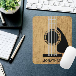 Altes hölzernes Akustikgitarrenmonogramm Mousepad