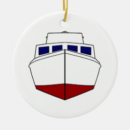 Altes hölzernes Fischerboot - Kajütboot Keramik Ornament