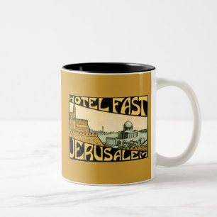 Altes Hotel Fast Jerusalem Werbeplakat Zweifarbige Tasse