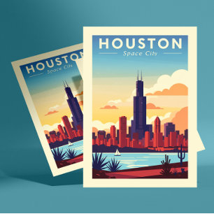 Altes Houston Postkarte
