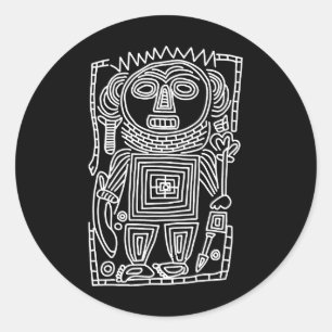 altes idol Petroglyph amerikanisches Ureinzeichen  Runder Aufkleber