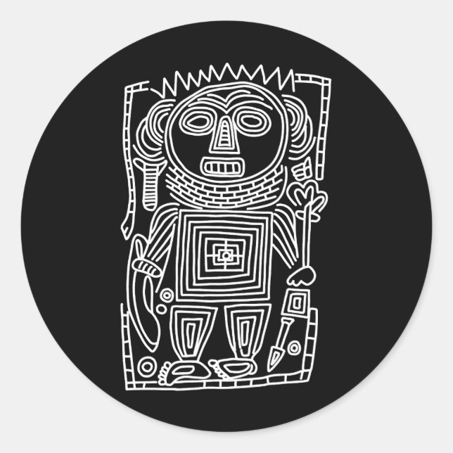 altes idol Petroglyph amerikanisches Ureinzeichen  Runder Aufkleber (Vorderseite)