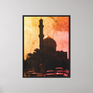 Altes Irak Bagdad Moschee Taxis Leinwanddruck