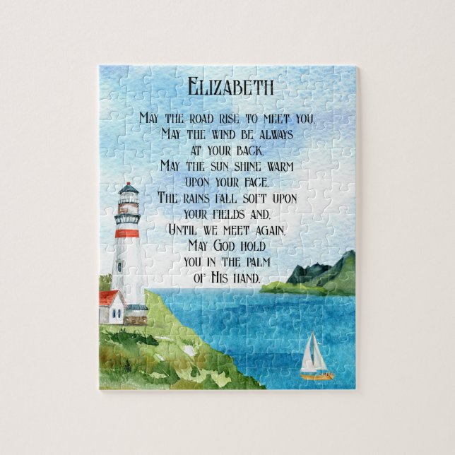 Altes irisches Segen Gedicht Meer weg Geschenkname (Vertikal)