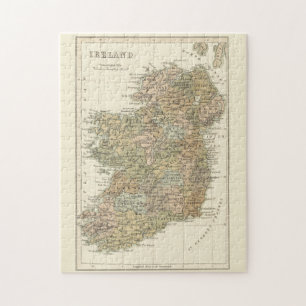 Altes Irland-Karten-Puzzle von 1862