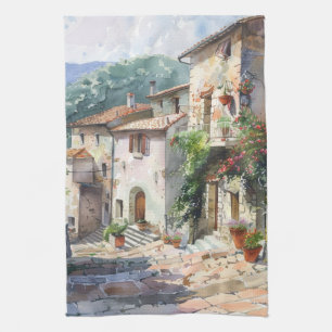 Altes italienisches Dorf Geschirrtuch