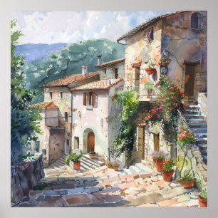 Altes italienisches Dorf Poster