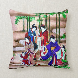 Altes japanisches Beschreibungs-Kunst-Wurfs-Kissen Kissen
