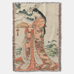 Altes japanisches Holz Zeichnend mit Frauen Decke