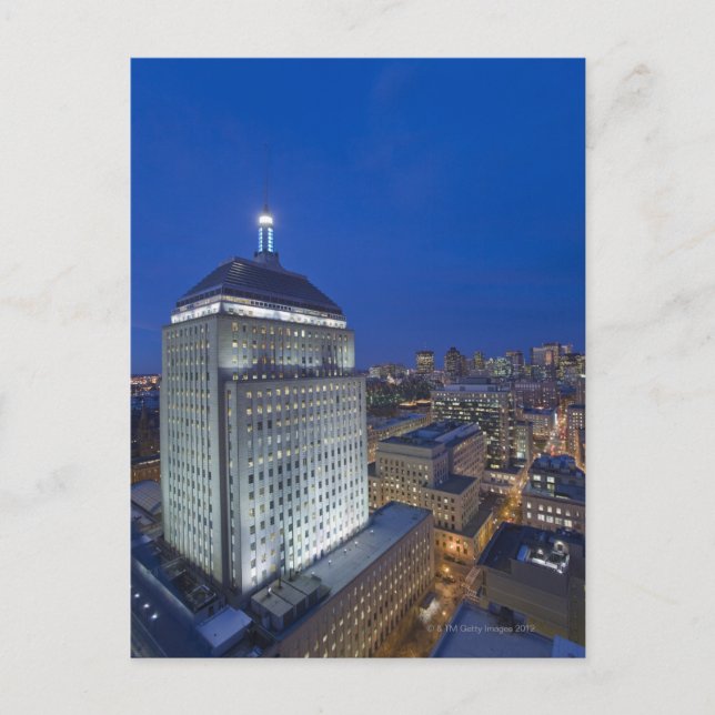 Altes John Hancock-Gebäude mit Boston in Postkarte (Vorderseite)