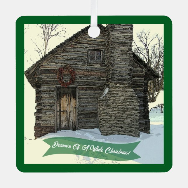 "ALTES KABIN IM SCHNEE" CHRISTMAS ORNANATION ORNAMENT AUS METALL (Vorderseite)