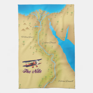 Altes Kartenposter im Vintagen Stil des Nils Geschirrtuch