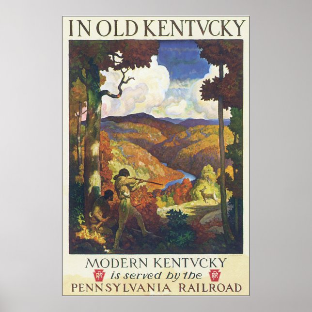 Altes Kentucky Vintage Reiseplaner Kunstwerk Poster (Vorne)