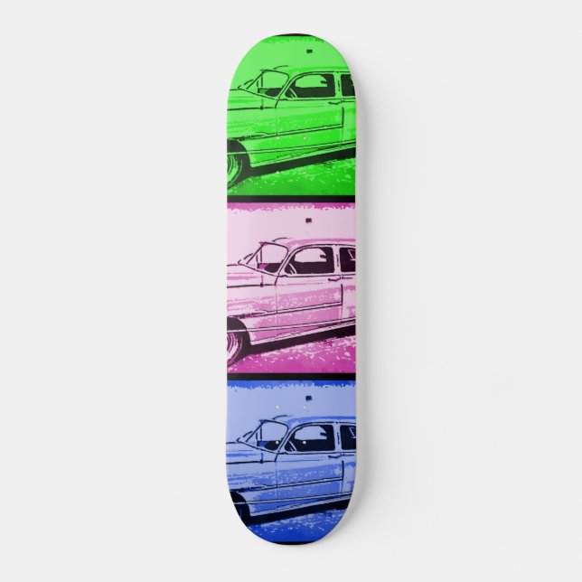 Altes klassisches Auto Wasserfarben Pop Kunst, Dic Skateboard (Vorderseite)