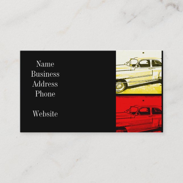 Altes klassisches Auto Wasserfarben Pop Kunst, Dic Visitenkarte (Vorderseite)
