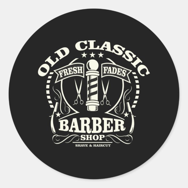Altes klassisches Barber Runder Aufkleber (Vorderseite)
