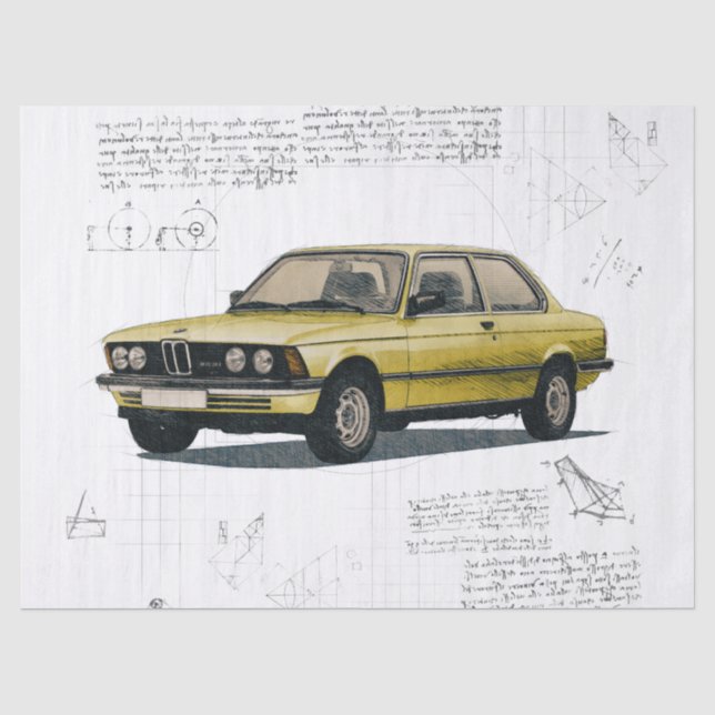 Altes klassisches BMW Auto Dekoupage Seidenpapier (Vorderseite)