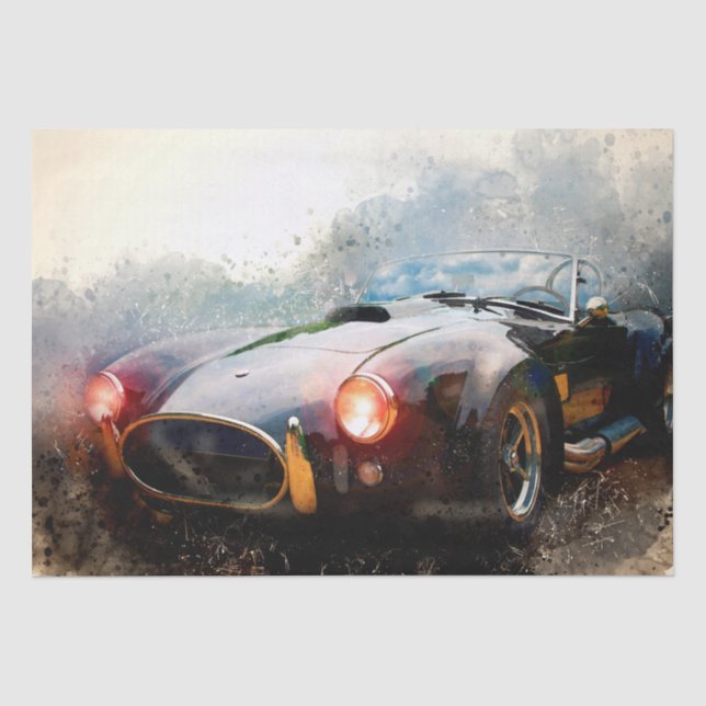 Altes klassisches Cobra-Sportwagen Wasserfarben-De Seidenpapier (Vorderseite)