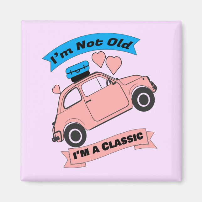Altes klassisches rosa Auto Magnet (Vorne)