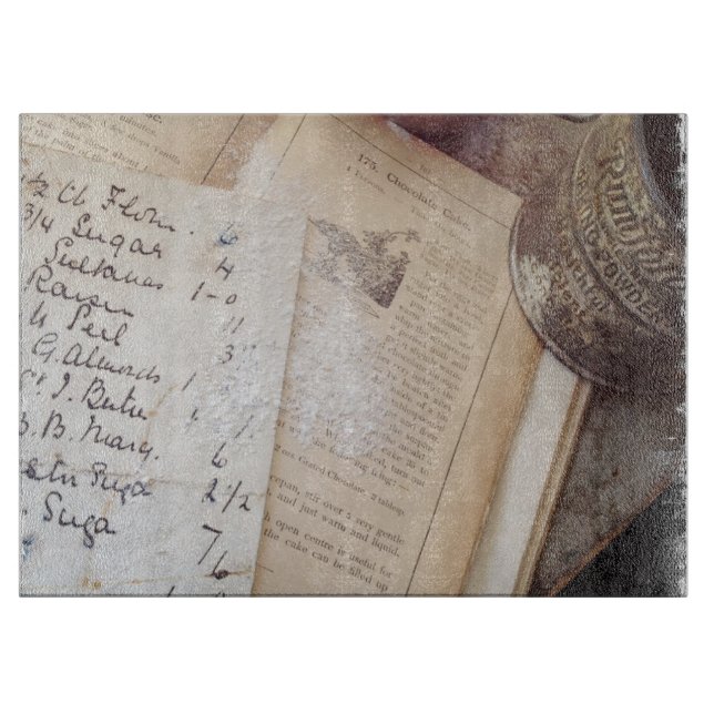 Altes Kochbuch- und Rezept-Schneidebrett Schneidebrett (Vorderseite)