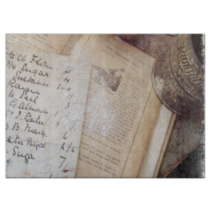 Altes Kochbuch und Rezepte Schneidbrett Schneidebrett