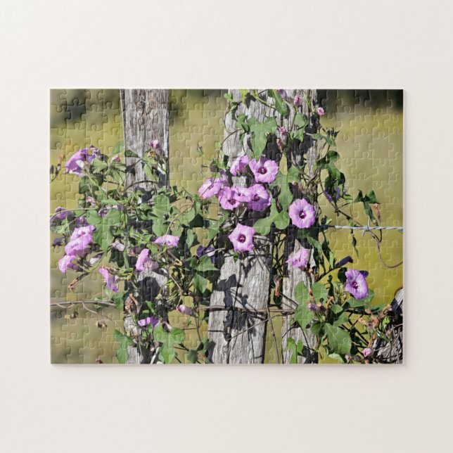 Altes Land Bauernhof Morning Glories Puzzle (Horizontal)