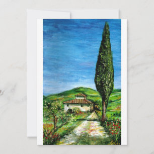ALTES LANDHAUS IN CHIANTI, blau-grün-weiß Einladung