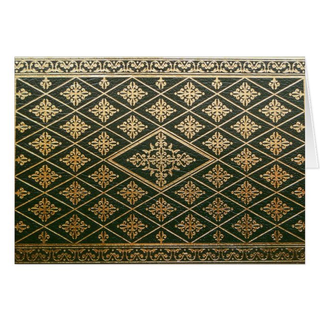 Altes ledernes Bucheinband-Grün und Gold (Vorderseite (Horizontal))