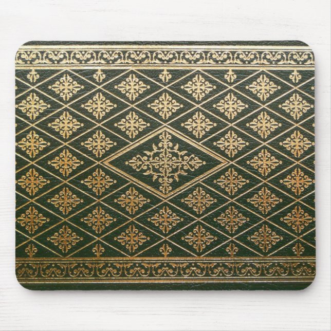Altes ledernes Bucheinband-Grün und Gold Mousepad (Vorne)