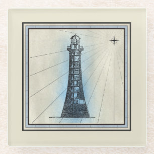 Altes Leuchtturm Glasuntersetzer