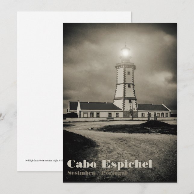 Altes Leuchtturm in einer Sturmnacht Dankeskarte (Vorne/Hinten)