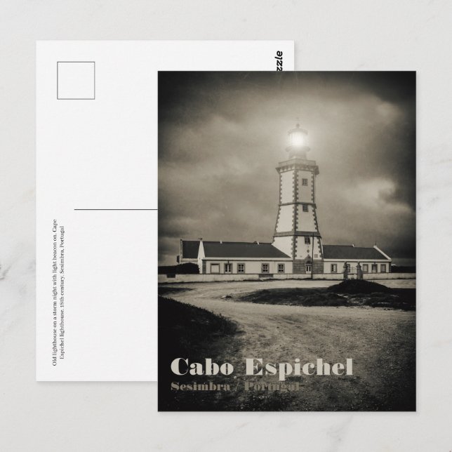 Altes Leuchtturm in einer Sturmnacht Postkarte (Vorne/Hinten)