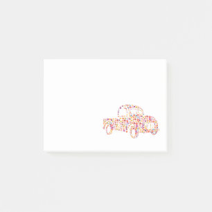 Altes Lieferwagen LKW Blume Muster Post-it Klebezettel