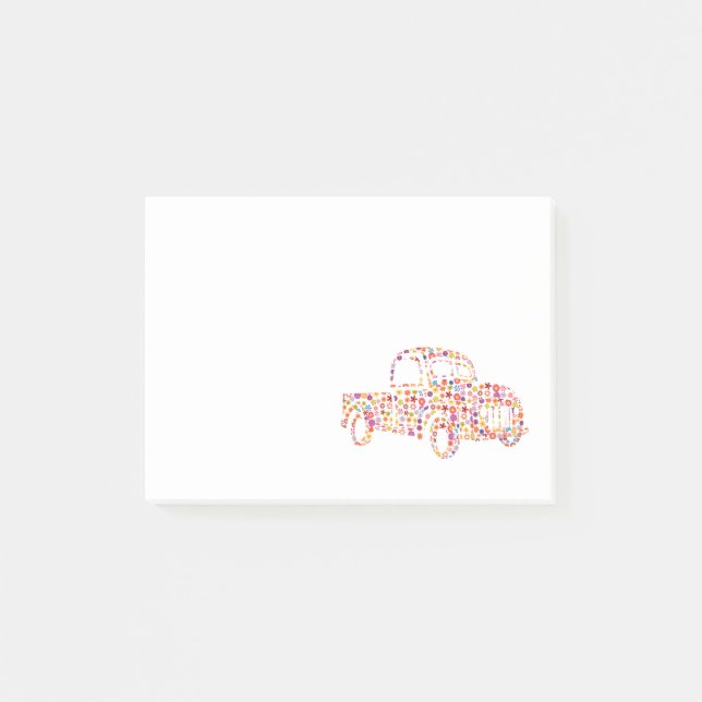 Altes Lieferwagen LKW Blume Muster Post-it Klebezettel (Vorderseite)