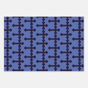 Altes lila christliches Kreuz Geschenkpapier Set